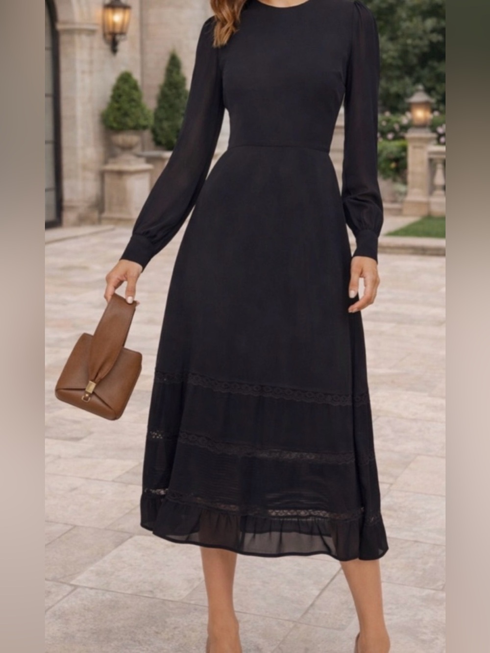 Reformation Black Midi Dress